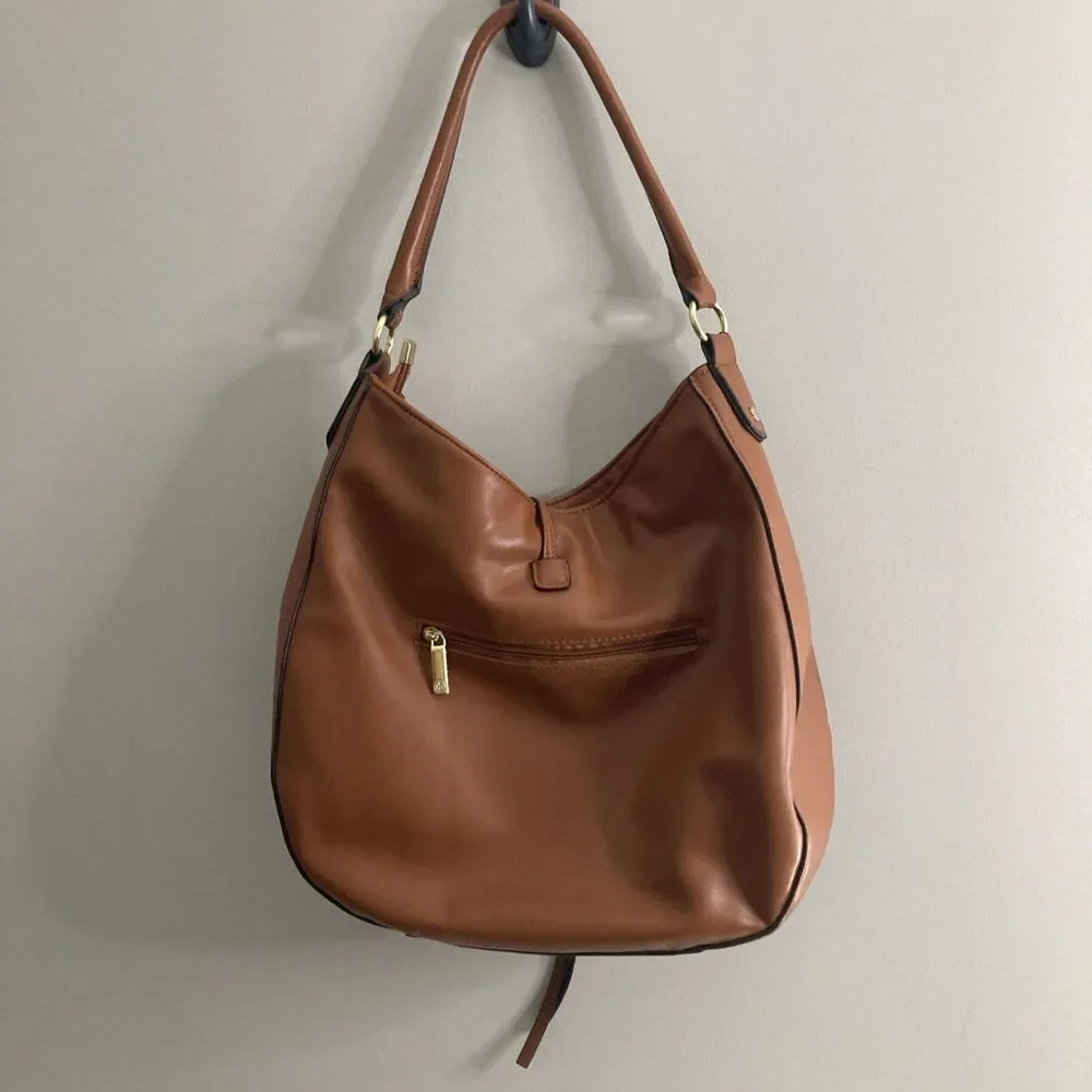 Tory Burch Metal Miller Slouchy Hobo Leather Shoulder/Crossbody Bag, Brown
